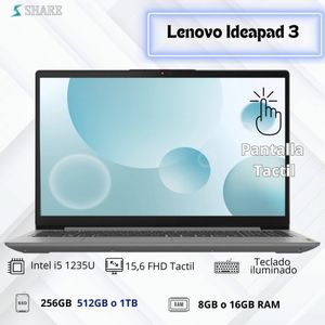 Notebook Lenovo Ideapad 3 Intel i5 1235U 256GB SSD 8GB Ram 15.6″ FHD