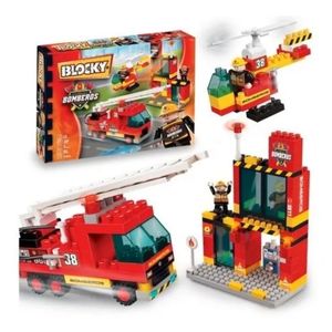 Bloques Bomberos 160 Pzs Blocky 2 Muñecos Original