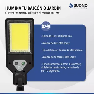 Luz Reflector Panel Solar Exterior Sensor Movimiento Led Cob Color de la luz  Blanca