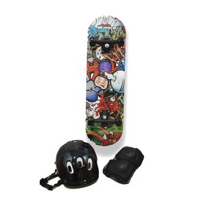 Patineta Skate Boards Flat Madera Graphyti + Set Protección