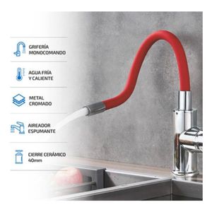 Griferia Cocina Canilla Monocomando Cuello Flexible