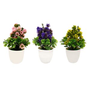 Planta Artificial Flor Con Maceta 20x15cm x3 unidades 90299