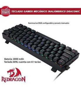 Teclado gamer Redragon inalámbrico RGB Draconic K530 Blanco