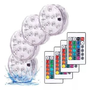 Luz Led Sumergible Multicolor Rgb C. Remoto Colores Pack X4