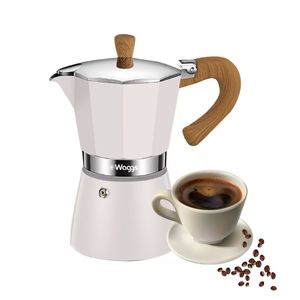 Cafetera Moka Italiana Aluminio 6 Pocillos 300ml Beige Waggs