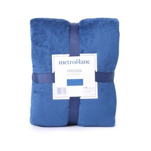 Frazada soft flannel metroblanc queen size color azul marino