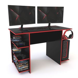 Escritorio Gamer 1.20mts - Negro-Rojo