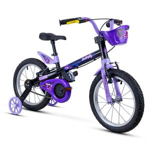 Bicicleta Infantil Butterfly Nathor Rodado 16 Negra y Violeta 