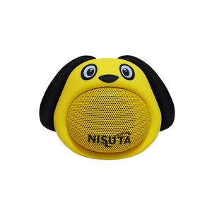 Parlante mini portatil Bluetooth con doble parlante. Diseño de perro. Nisuta NSPA81BP Amarillo