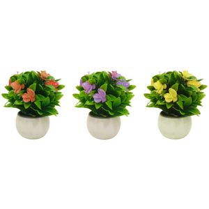 Planta Artificial Flor Con Maceta 17x11cm x3 unidades 90291