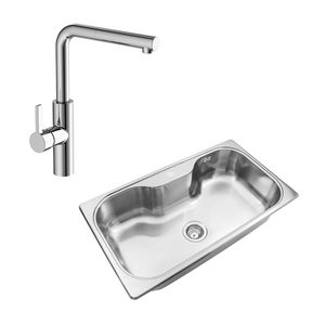 Bacha Cocina Johnson Luxor SI85 STA + Grifería Piazza 10316