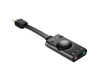 Conversor USB a audio 7.1 virtual con control de volumen Nisuta NSCOUSAU7G Negro