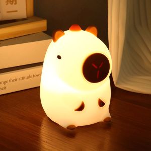 Velador Infantil Lampara Led Capibara Silicona Usb