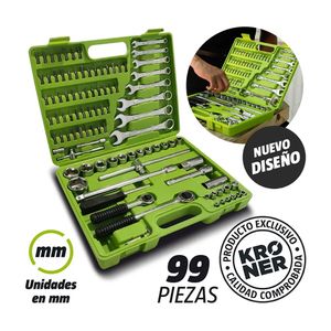 Juego Herramientas Tubos y Llaves De 99 Piezas