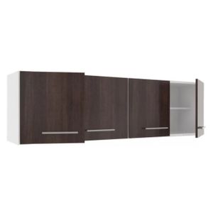 Alacena de 4 Puertas Y Estante 1,60 Mts Color Wengue Con Blanco