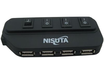 Hub USB 2.0 4 Puertos con Switch Nisuta NSUH2083 Negro $16.02719 $12.822
