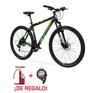 Bicicleta Topmega MTB Regal R29 21v Shimano Negro/verde/Celeste/Amarillo Talle M 1007969