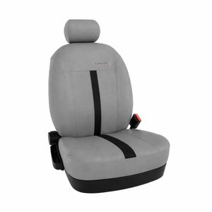 FUNDA CUBRE ASIENTO CUERO SINTETICO AUTOMOTOR UNIVERSAL GRIS C/ BASTON NEGRO