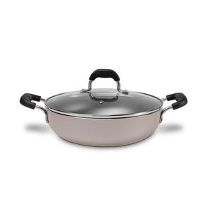 Wok De Aluminio Antiadherente Con Tapa Y Manijas 4.1 Litros Champagne Brinox Saffron 7200/163