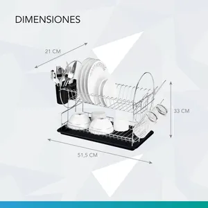 Secaplatos Escurridor Cubiertero 2 Niveles EP04 Negro
