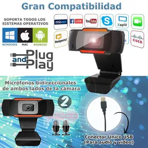 Camara Web Usb Webcam Para Pc Full Hd 1080p Con Microfono Doble Plug and  Play