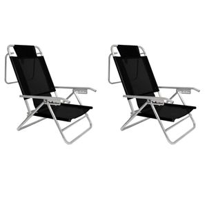 Reposera Playera 5 Pos Aluminio Caño 7/8 Negro Descansar 80012 X 2 Unidades