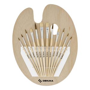 Kit De Pinceles Dehuka 12 Brochas Con Paleta Pinturas Arte Cerdas Amarillo