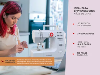 Maquina de Coser Portatil Para Casa Ajustable con 2 Velocidades y Pie Pedal