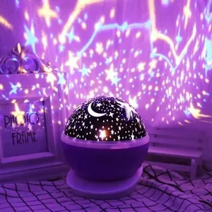 Proyector Estrellas Giratorio Luz De Noche Led Niños Violeta