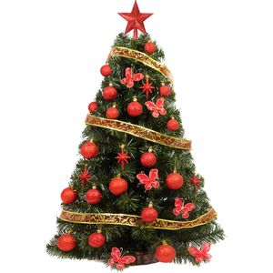 Arbolito de Navidad XL 1mt con kit 30 pzas Rojo