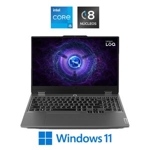 Notebook Lenovo LOQ 15,6” Intel Core i5 de 8 Núcleos 8GB 512GB SSD NVIDIA® RTX™ 2050 4GB GDDR6
