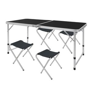 Mesa Camping Plegable Jardín Aluminio + 4 Banquetas