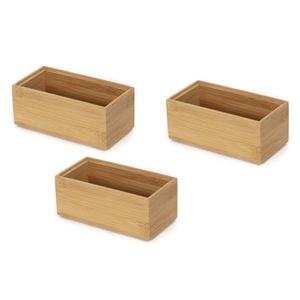 Set de Organizadores Suká x3 Apilables Bamboo 7,5x15x6,8cm Natural