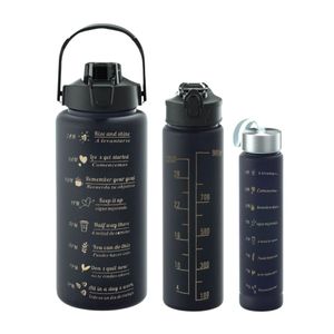 Botellas motivacionales set X3 deportivas con sorbete y accesorios negro BOT001A Oryx 