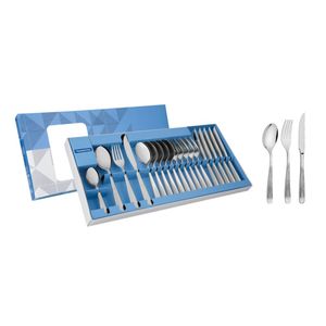 Set Caja 24 Cubiertos Tramontina Athenas Acero Mango Rayado