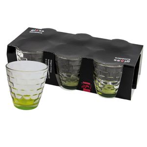 Set x6 vasos de agua 255 cc vidrio con base verde