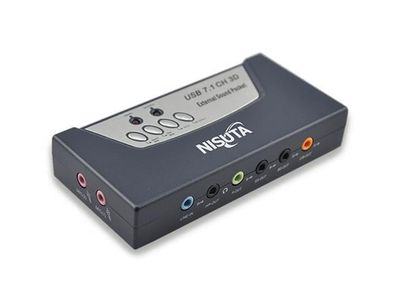 CONVERSOR USB A AUDIO 7.1 MIC Y PARLANTES Nisuta NSCOUSAU7 Gris