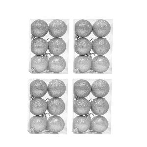 Set de 24 globos de 4cm Plata glitter  4 cajas x 6 un.