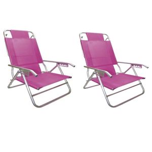 Reposera Playera 5 Pos Aluminio Caño 7/8 Fucsia Descansar 80012 X 2 Unidades