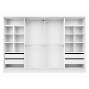 Placard XL 240x183 Blanco 2 Puertas Corredizas 4 Cajones Cajones- Rieles y Perfiles de Aluminio 