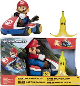 Super Mario Bros Vehiculo 13cm Mario Kart 360 Mega Giros Banana Mario