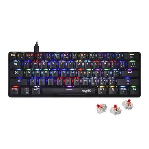 Teclado mecánico 60% gamer USB de 61 teclas con software y leds RGB Nisuta NSKBGZ61 Switches rojos