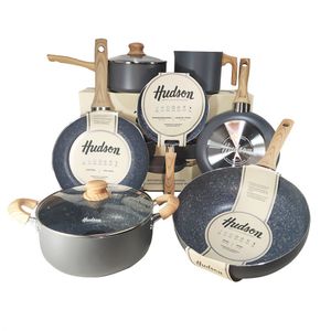 Bateria Cocina Hudson Granito con Cerámica Antiadherente 9 Pzs