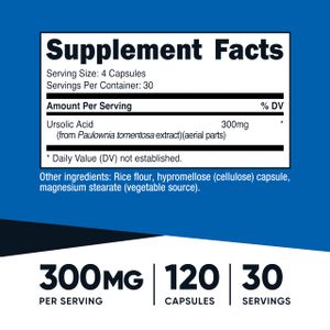 Nutricost Ácido ursólico 300 mg, 120 cápsulas -