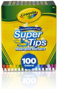 Crayola Super Tips Marker Set, Marcadores lavables, Colores variados, Set de arte para niños, 100 Count
