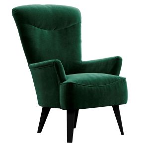 Sillon Butaca Dante Pana Verde Lustre Nogal Oscuro