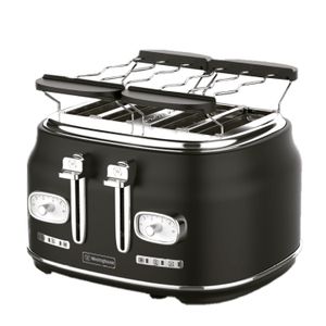 Tostadora Eléctrica Retro Negra 6 Niveles 4 Rodajas