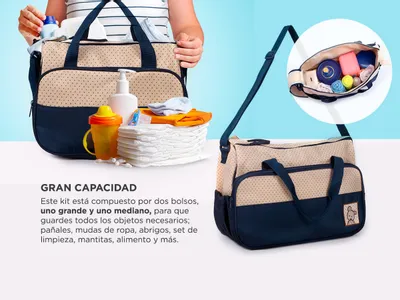 Bolso Cambiador Bebé Niño, Set De 5 Piezas Cambiador