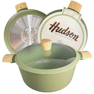 Cacerola Olla 26cm Aluminio Antiadherente Olive Hudson OLI06