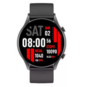 Smartwatch Kieslect Kr 1.32" Caja 45.7mm de Metal Negra, Malla Negra de Silicona y Bisel Negro